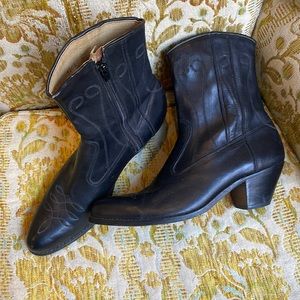 Vintage Phimar Western Cowboy Boots Black Leather